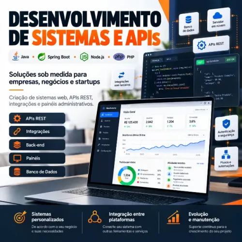 Criação de Sistemas e APIs | Java, Spring Boot, Node.js e php