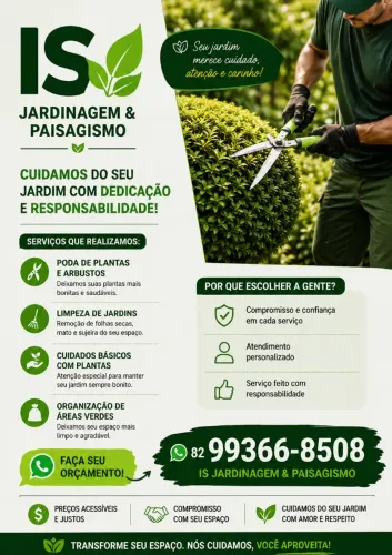 Jardinagem, venha cuidar do seu jardim com os melhores