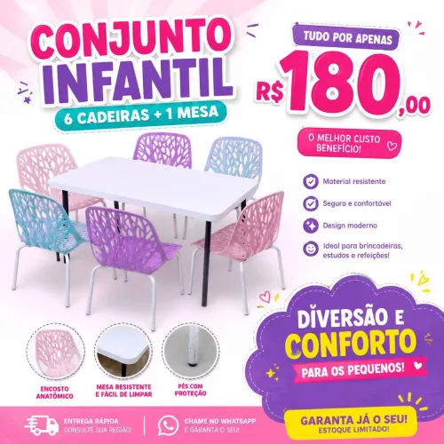 Mesa e cadeiras infantil