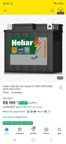 Bateria de moto 12v 5h