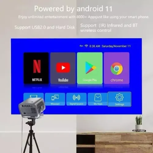 Projetor A10 Android Tv 4k Dual Band Wifi 6.0 Bluetooth 5.0