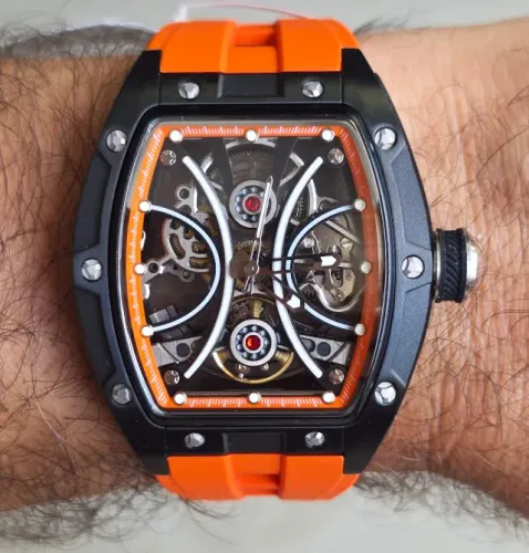 Invicta S1 Rally Skeleton Automático Laranja e preto