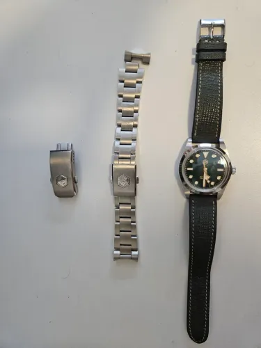 Relógio San Martin SN021-B2 36mm automático + Fecho pequeno + Pulseira verde sob medida