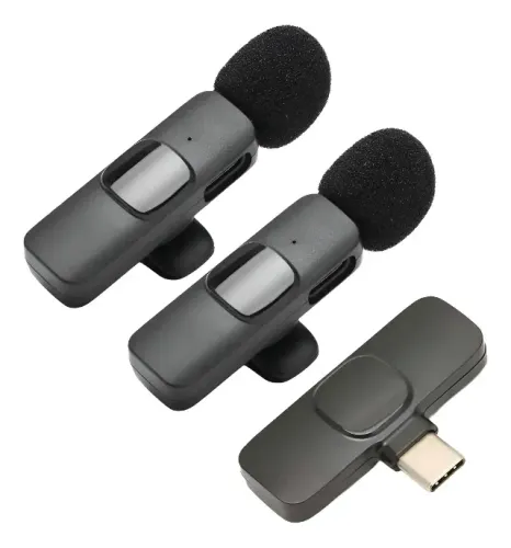 Microfone Lapela Sem Fio K9 Preto Para Celular Androidtipo C