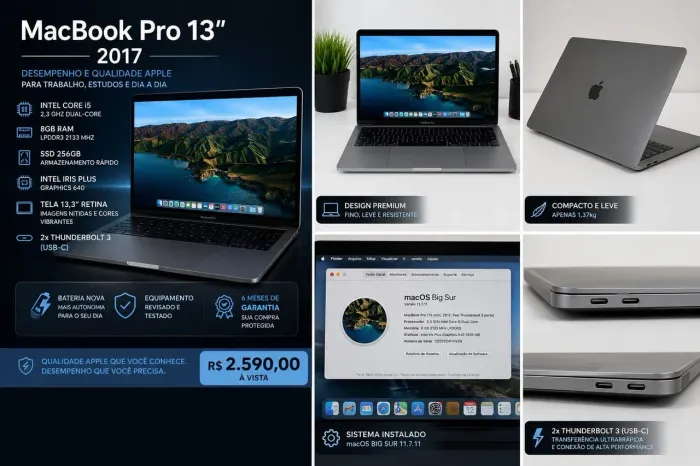 MacBook Pro 13" 2017 Intel Core i5 8gb bateria nova ,6 meses de Garantia