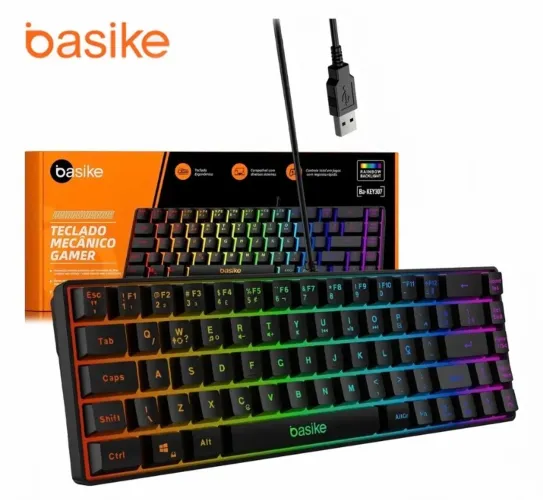 ? Teclado Gamer 60% RGB ABNT2 Basike - Novo!