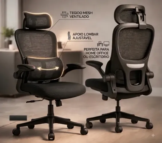 CADEIRA DE ESCRITÓRIO/HOME OFFICE (Nova na caixa) CADEIRA ERGONÔMICA DE ESCRITÓRIO/HOME OF