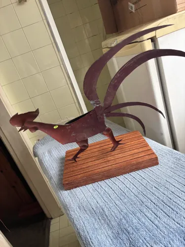Galo em lata Português decorativo pintado