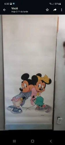 3 paines cortina de lona com desenho do Mickey com a Minnie.quarto de criança.
