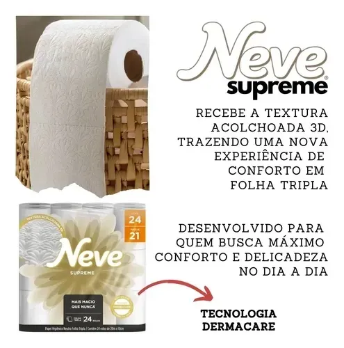 Papel Higiênico Neve Folha Quádrupla 20m 24 Unidades