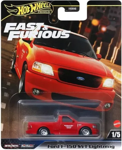 Hot Wheels Premium velozes e furiosos Ford F-150 SVT Lightning Red 1/64 HNW46