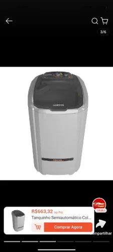 Tanquinho Semiautomático Colormaq LCS 20kg 127V Prata