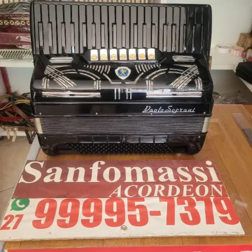 Acordeon Paolo Soprani 120 Baixos Italiana Preta