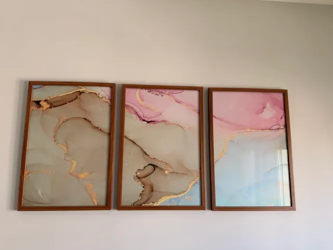 Vendo conjunto 3 quadros mdf com vidro 