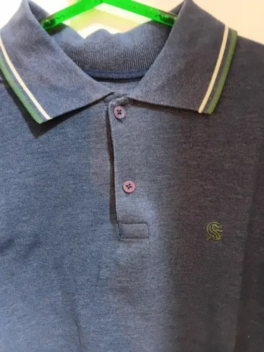 camisa polo azul mesclado