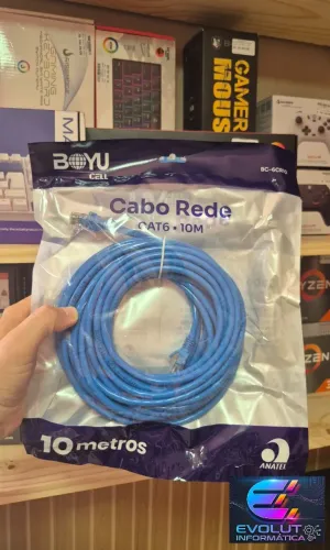 Cabo de rede 10m velocidade 1Gbps, Rj45, novo, lacrado, com garantia!