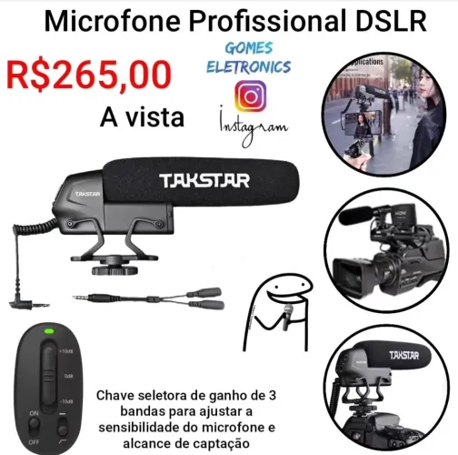 Microfone condensador para Câmera Filmadora Live - Takstar DRSL (Loja Fisica)