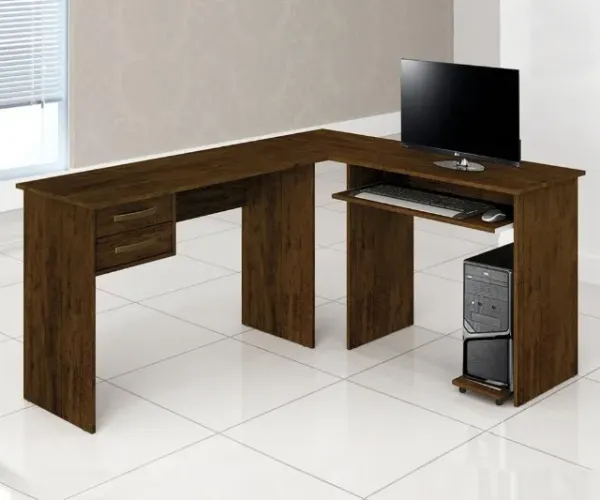 Escrivaninha Estação de Trabalho com 2 Gavetas e Bandeja de Teclado (ENTREGAS EM ATÉ 24h)!