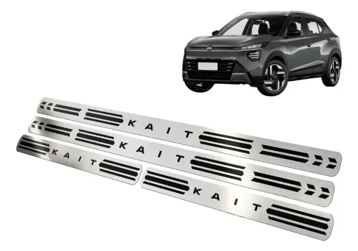 Soleira de Porta Nissan KAIT 2026 Inox Kit Proteção de Porta Automotivo