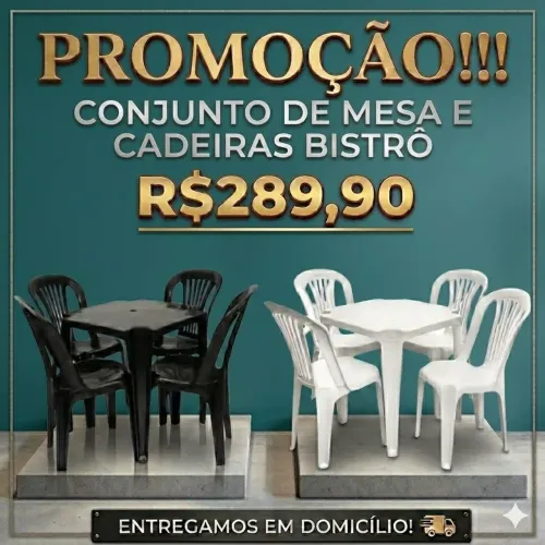 Conjuntos de mesas e cadeiras bistrô - Cada: