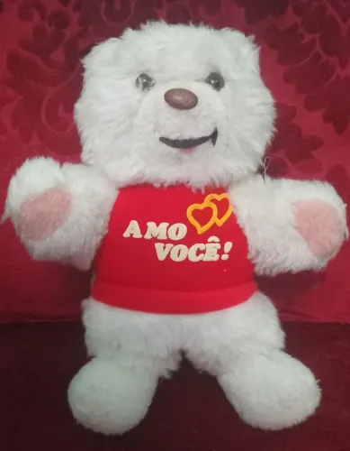 Urso Amo Você Lionella - antigo  28 cm - pelúcia 