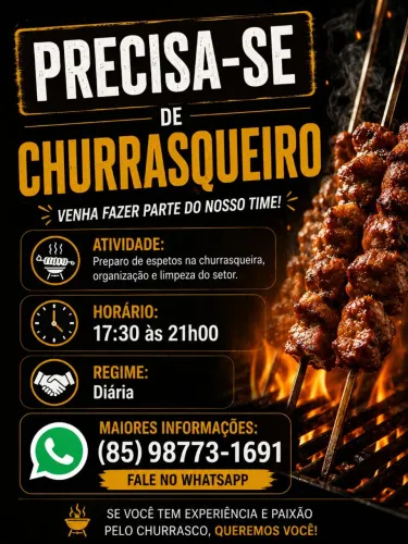 Vaga para churrasqueiro de espetinho