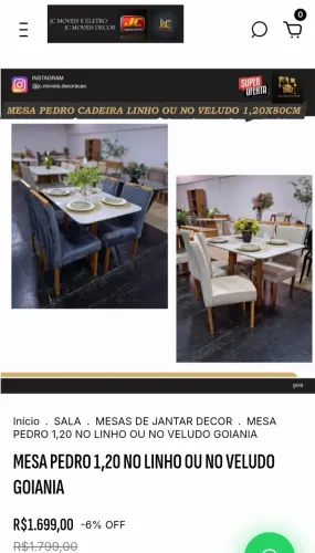 MESA PEDRO DE JANTAR COM 4 CADEIRAS