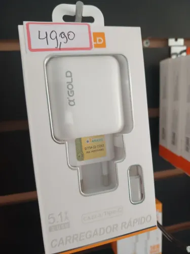 Carregador Rápido A'Gold 5.1A Duas Saídas USB CA23-3 Tipo-C