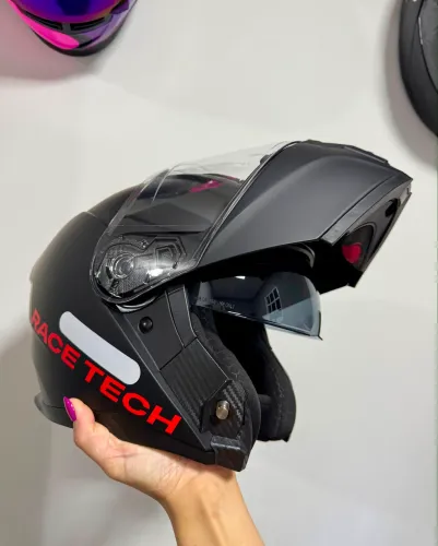 Capacete Moto Racetech Signal Escamoteavel Articulado Robocop com Viseira Interna