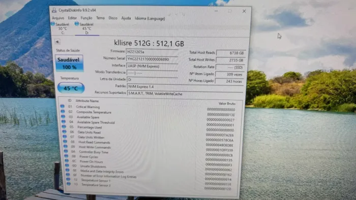 HD SSD M2 512GB - NVMe - USADO - marca: KLLISRE - Funcionando