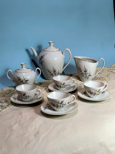 Conjunto chá café louça Renner porcelana antigo antiquario decoração cozinha cristaleira