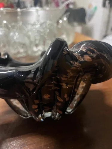 Centro de Mesa em Vidro Preto Murano Estilo Trouxinha - Peça Decorativa
