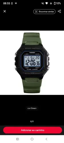 Relógio SKMEI 1496 Digital Verde Militar 50M - Novo