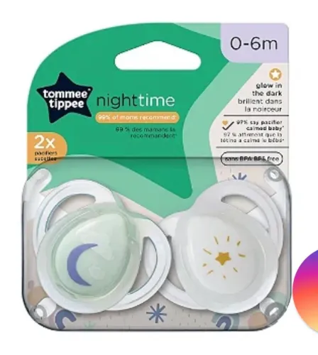 Kit 2 Chupetas Importadas Tommee Tippee Night Time 0-6 meses Brilha Escuro
