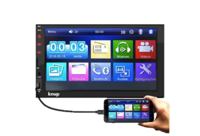 Tela Som Painel Multimídia 2din 7 Polegadas Knup Universal Bluetooth Espelhamento