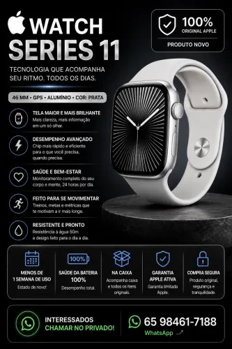 Apple Watch Series 11 GPS 46mm - Prata | Estado de Novo 