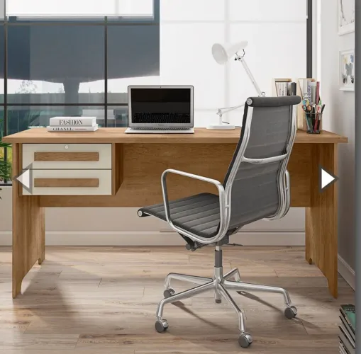 Escrivaninha Mesa de Estudo cor cinamomo com off White