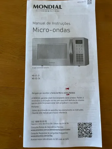 Microondas Mondial 34 Litros (sem uso)