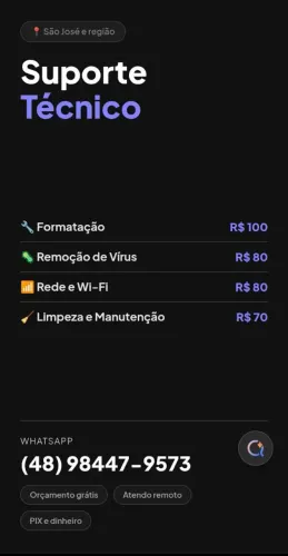 Suporte Técnico em Informática - Formatação, Vírus, Rede