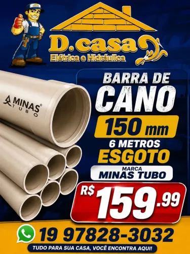 BARRA DE CANO 150 MM ESGOTO 6 METROS