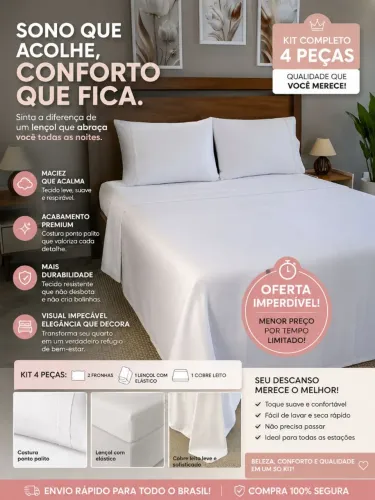 Kit sono REAL ?lençol com elástico e cobre leito 4 peças