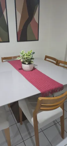 Mesa mdf tampo em vidro off white 1,35 x 1,35 novaaa