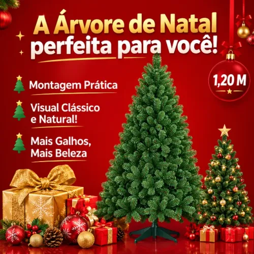 Árvore de Natal 250 Ramos Pinheiro Grande Verde 120cm - BM-N015 ?