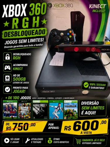 Xbox rgh com kinect hd de 500 gigas