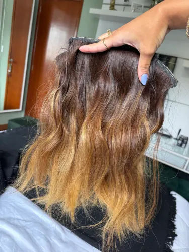 Mega hair humano brasileiro do Sul fino com mecha uma joia 