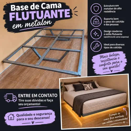 CAMA CASAL FLUTUANTE METALON