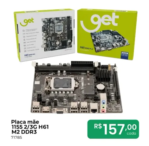Placa-Mãe 1155 H61 M.2 DDR3 Intel 2ª e 3ª Geração - Frete Grátis