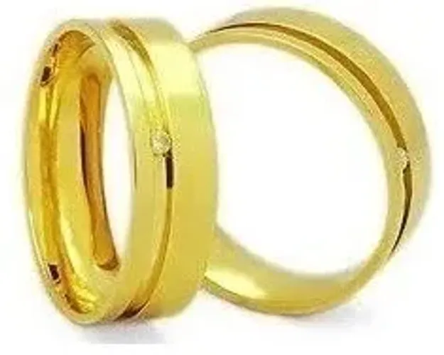 Alianças Ouro 18 Kilates Casamento Casal Maciça 6 mm 14 Gramas Maciça Anatômicas Pedra de 