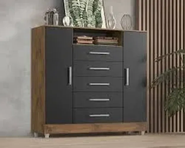 Cômoda Isabele 5Gvs 2Pts Castanho.Onix Quarta Divisão - Entrega Rápida!