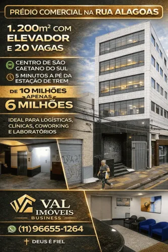 Prédio comercial 1.200M² COM 20 VAGAS VENDA ou LOCAÇÃO no Centro de São Caetano do Sul, id
